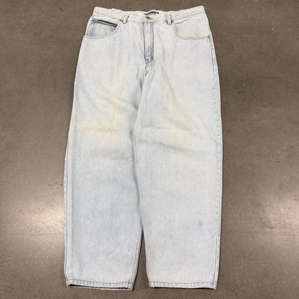 Anchor Blue Baggy Jeans Mens 38x29 Y2K Wide Leg Skater Light Wash